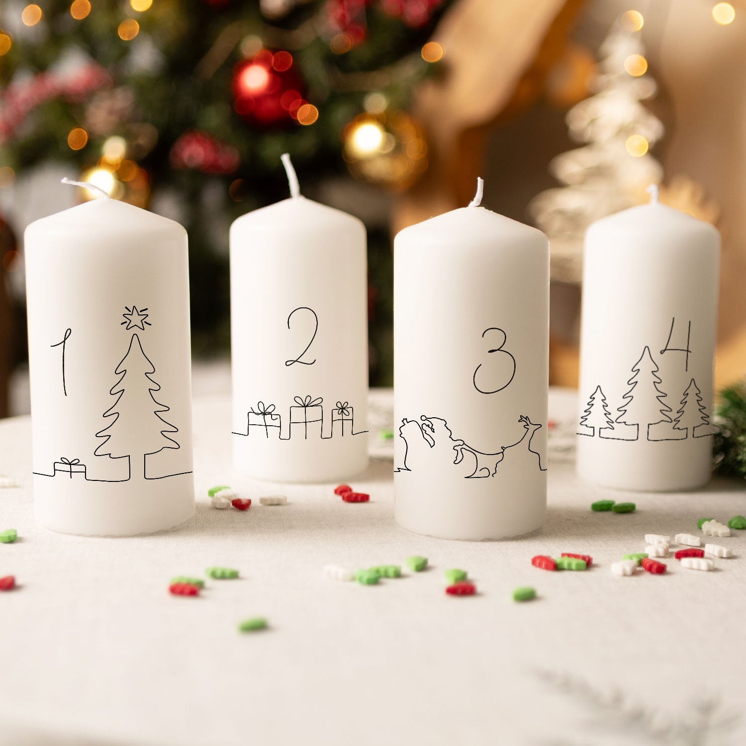 Kleine Kerzen "Advent Linie" - Adventskerzen im 4er Set