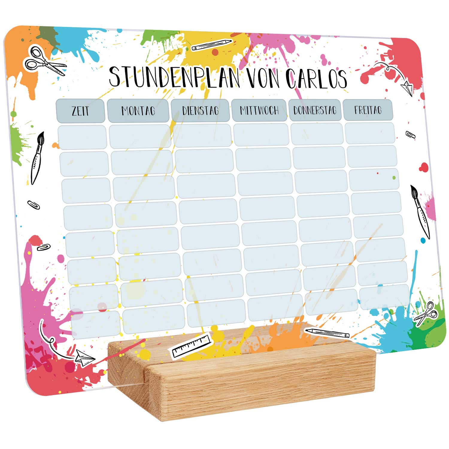 Personalisierter Stundenplan mit Namen in versch. Motiven