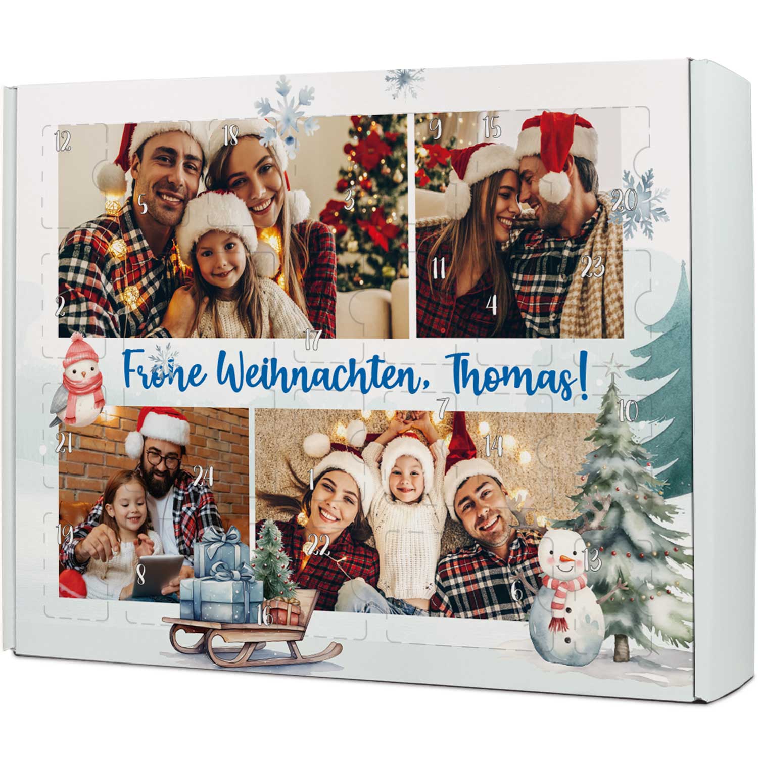 Personalisierter DIY Adventskalender mit 4 Fotos & Wunschtext zum selbst Befüllen