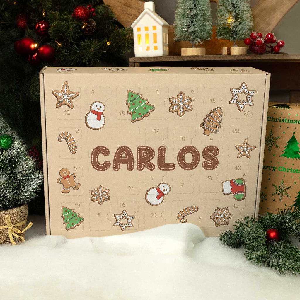 Personalisierter DIY Adventskalender mit Lebkuchen Design zum selbst Befüllen