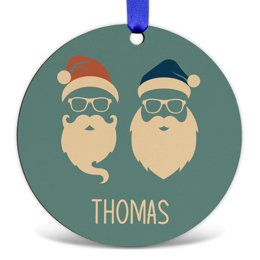 Christbaumschmuck aus Holz - Cool Santa - Weihnachtsanhänger mit Namen