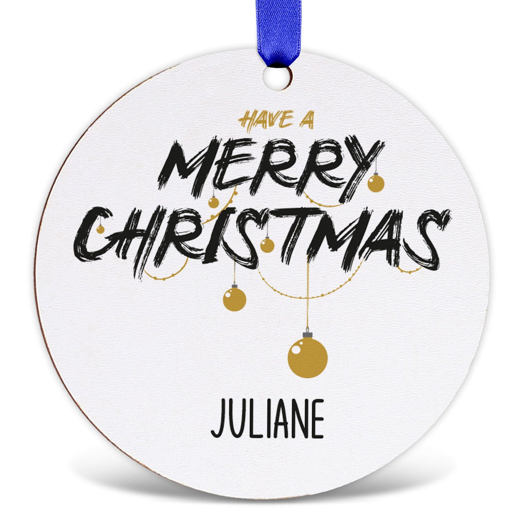 Christbaumschmuck aus Holz - Merry Christmas - Weihnachtsanhänger mit Namen