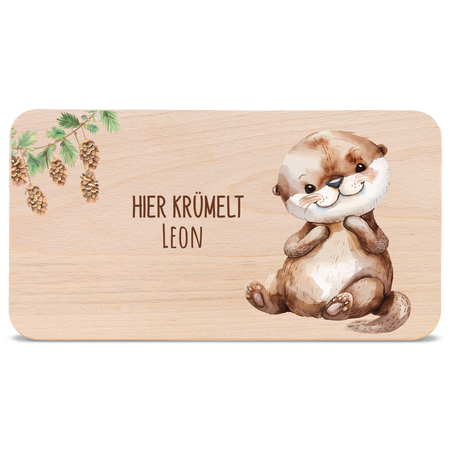 Bedrucktes Frühstücksbrettchen "Hier Krümelt" mit Tiermotiv & Namen