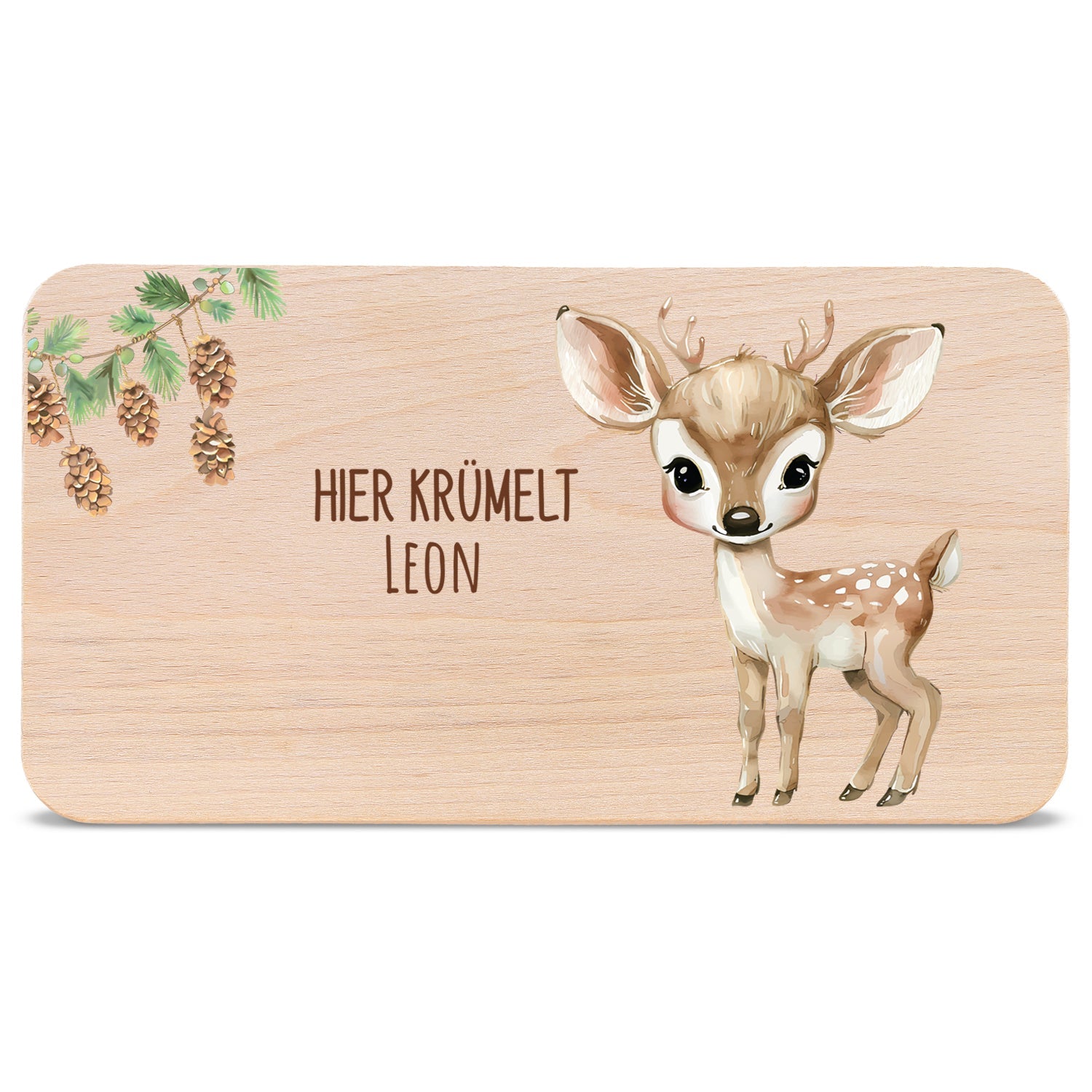 Bedrucktes Frühstücksbrettchen "Hier Krümelt" mit Tiermotiv & Namen