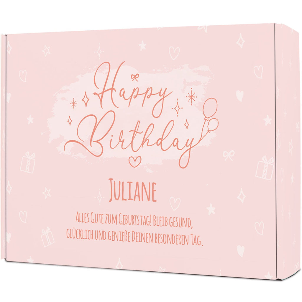 Personalisierte DIY Geschenkbox - Rosa Happy Birthday mit Wunschtext