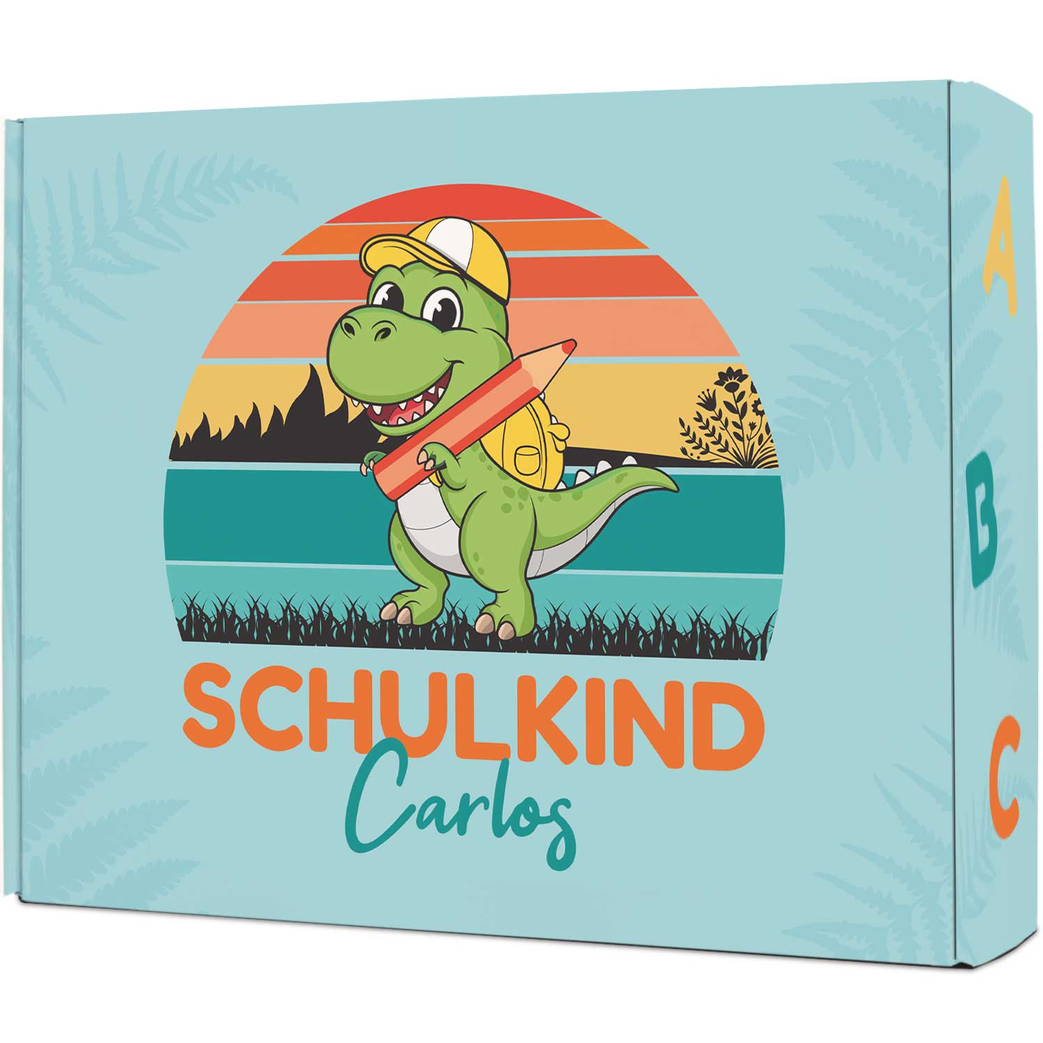 Personalisierte Geschenkbox - Schulkind Dino - Einschulung