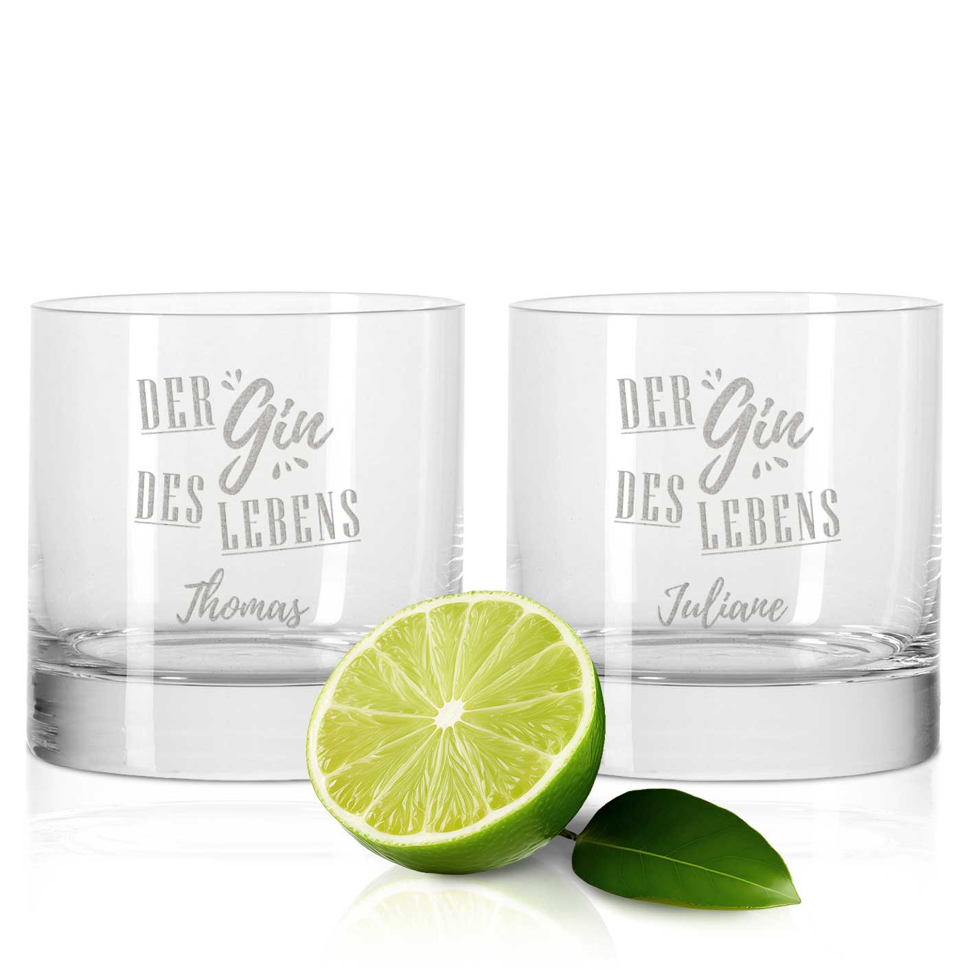 2er Set Montana GIN-Gläser "Der Gin des Lebens" mit Wunschnamen