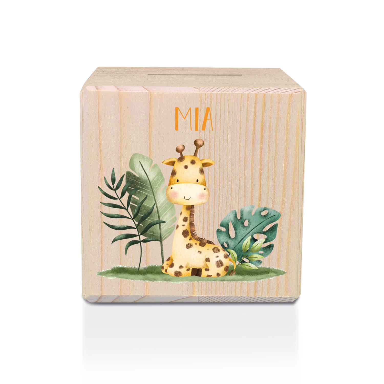 Spardose aus Holz - Safari Tiere