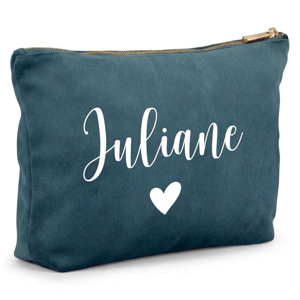 Personalisierte Samt Kosmetiktasche mit Name für Kosmetik & MakeUp