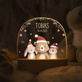 Kinder LED Nachtlicht mit Sockel aus Holz - "Weihnachtstrio"
