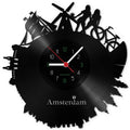 Wanduhr aus Vinyl Skyline Amsterdam 2017