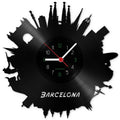 Wanduhr aus Vinyl Skyline Barcelona 2017