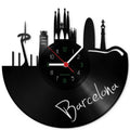 Wanduhr aus Vinyl Skyline Barcelona