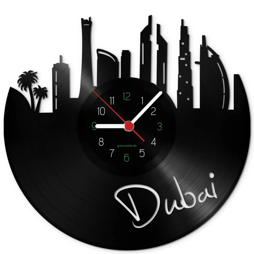 Wanduhr aus Vinyl Skyline Dubai