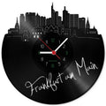 Wanduhr aus Vinyl Skyline Frankfurt