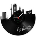 Wanduhr aus Vinyl Skyline Hamburg