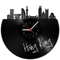 Wanduhr aus Vinyl Skyline Hong Kong
