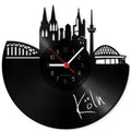 Wanduhr aus Vinyl Skyline Köln