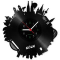 Wanduhr aus Vinyl Skyline Köln 2017