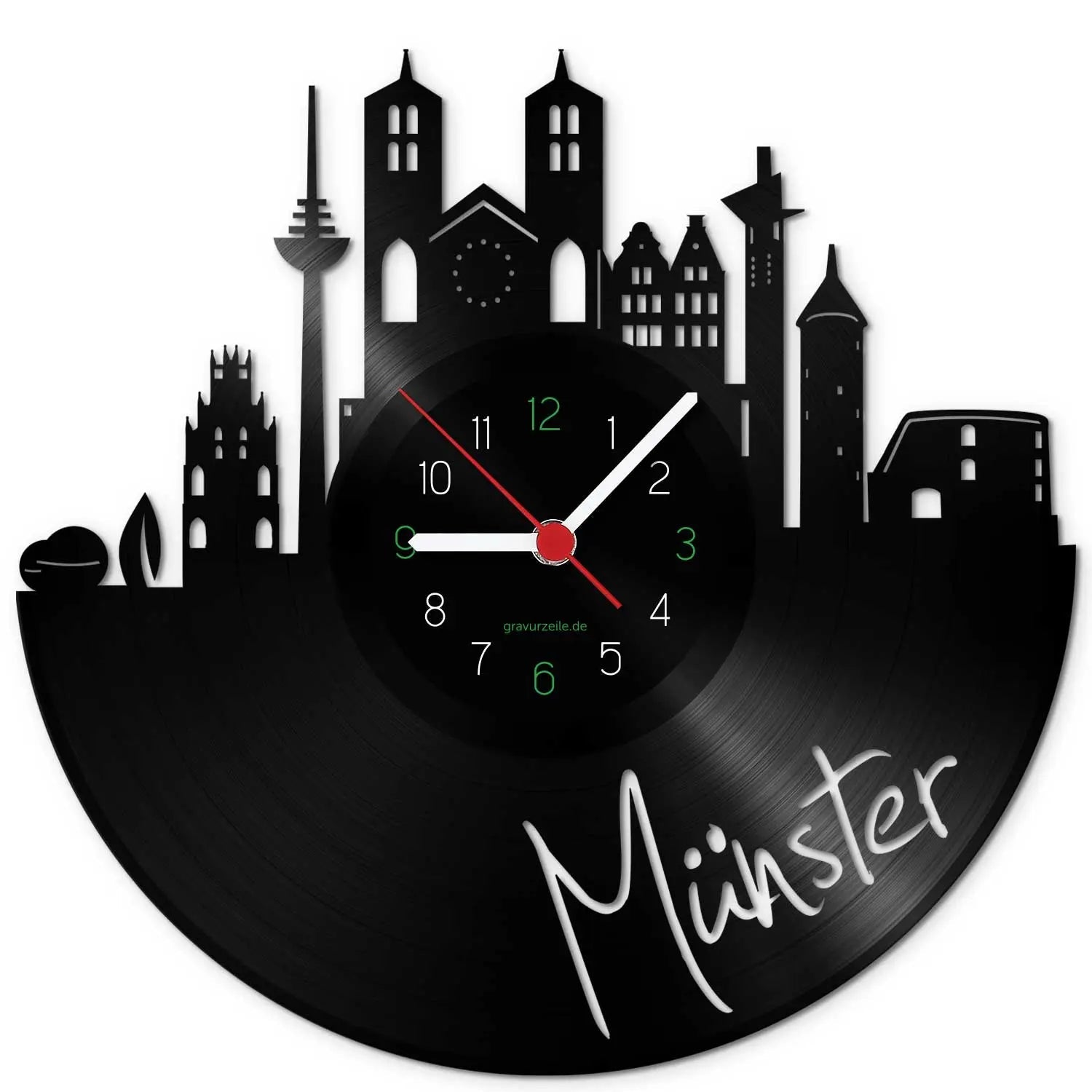 Wanduhr aus Vinyl Skyline Münster