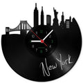 Wanduhr aus Vinyl Skyline New York