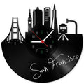 Wanduhr aus Vinyl Skyline San Francisco