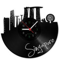 Wanduhr aus Vinyl Skyline Singapure