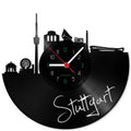 Wanduhr aus Vinyl Skyline Stuttgart
