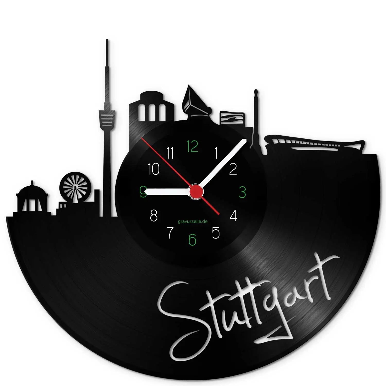 Wanduhr aus Vinyl Skyline Stuttgart