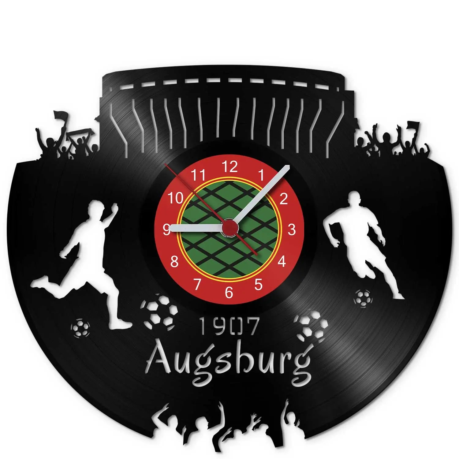 Fussball Wanduhr aus Vinyl Vereinsliebe Augsburg