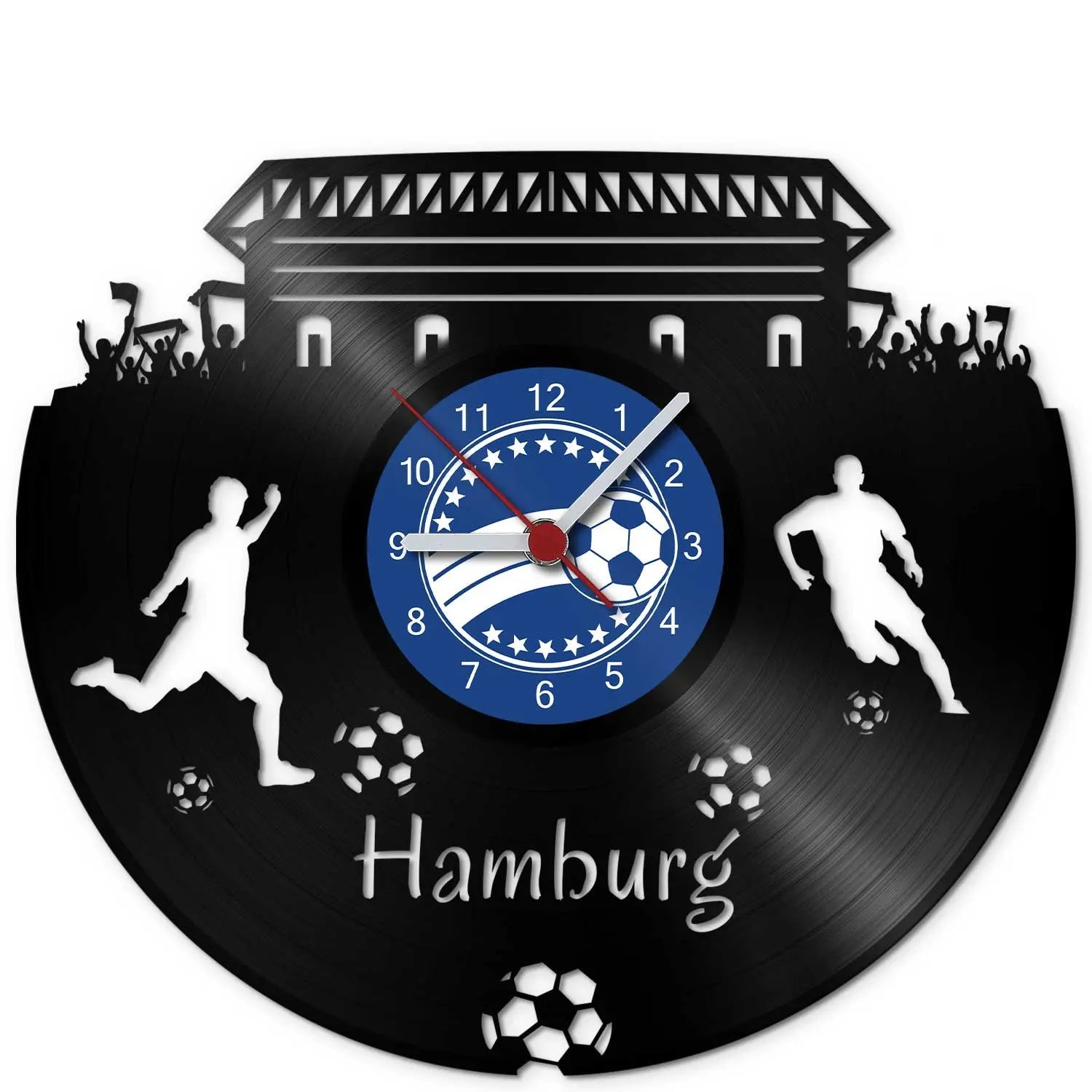 Fussball Wanduhr aus Vinyl Vereinsliebe Hamburg