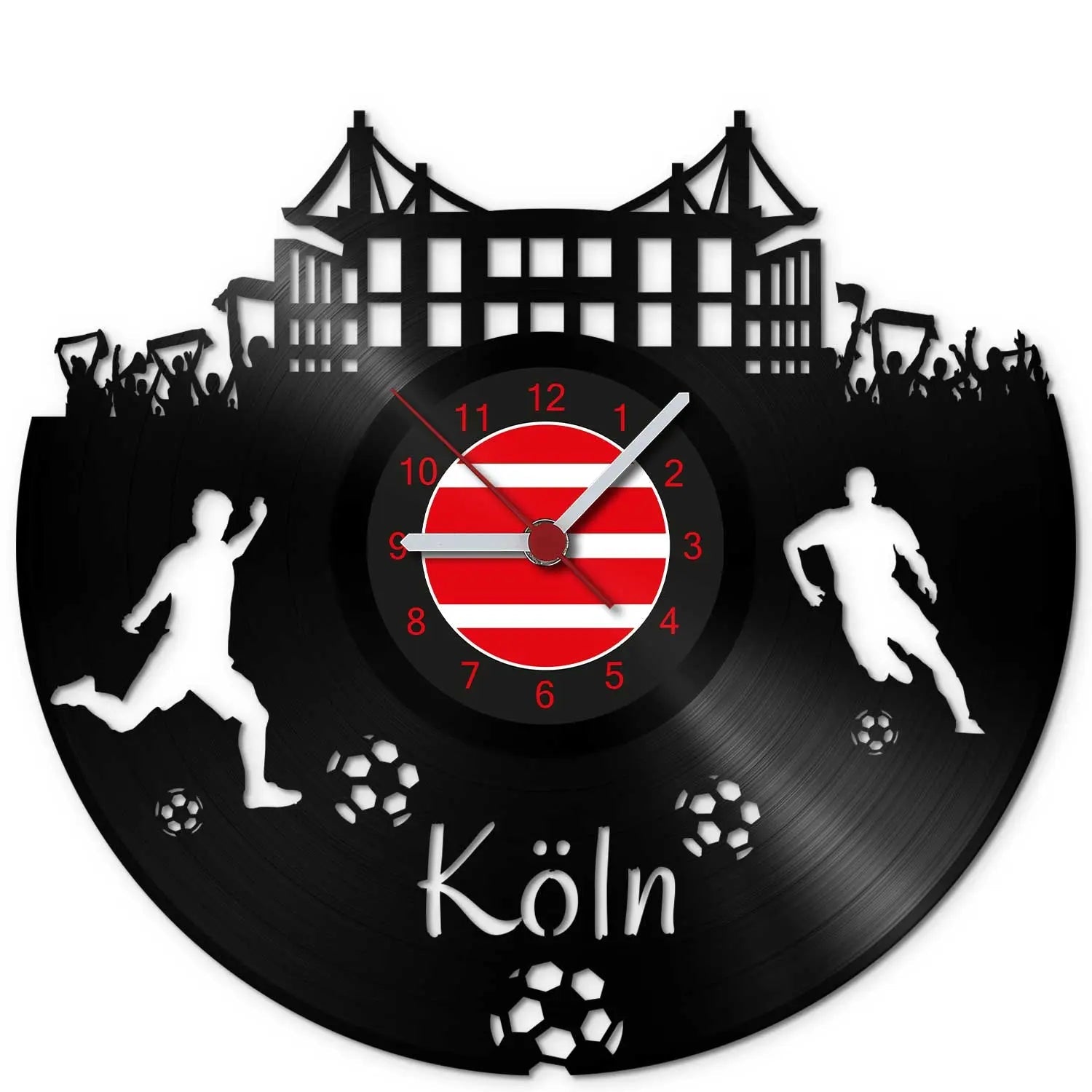 Fussball Wanduhr aus Vinyl Vereinsliebe Köln