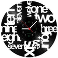 Wanduhr aus Vinyl Wortspiel