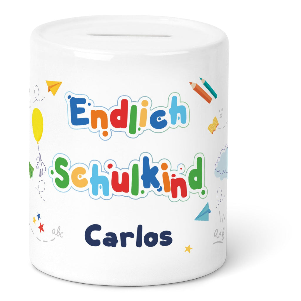 Spardose aus Keramik - Endlich Schulkind