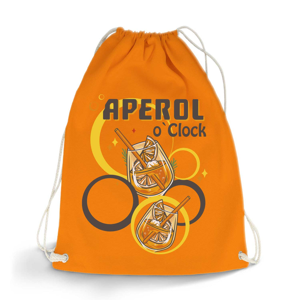 Farbiger Turnbeutel mit DTF-Druck - Aperol o'clock