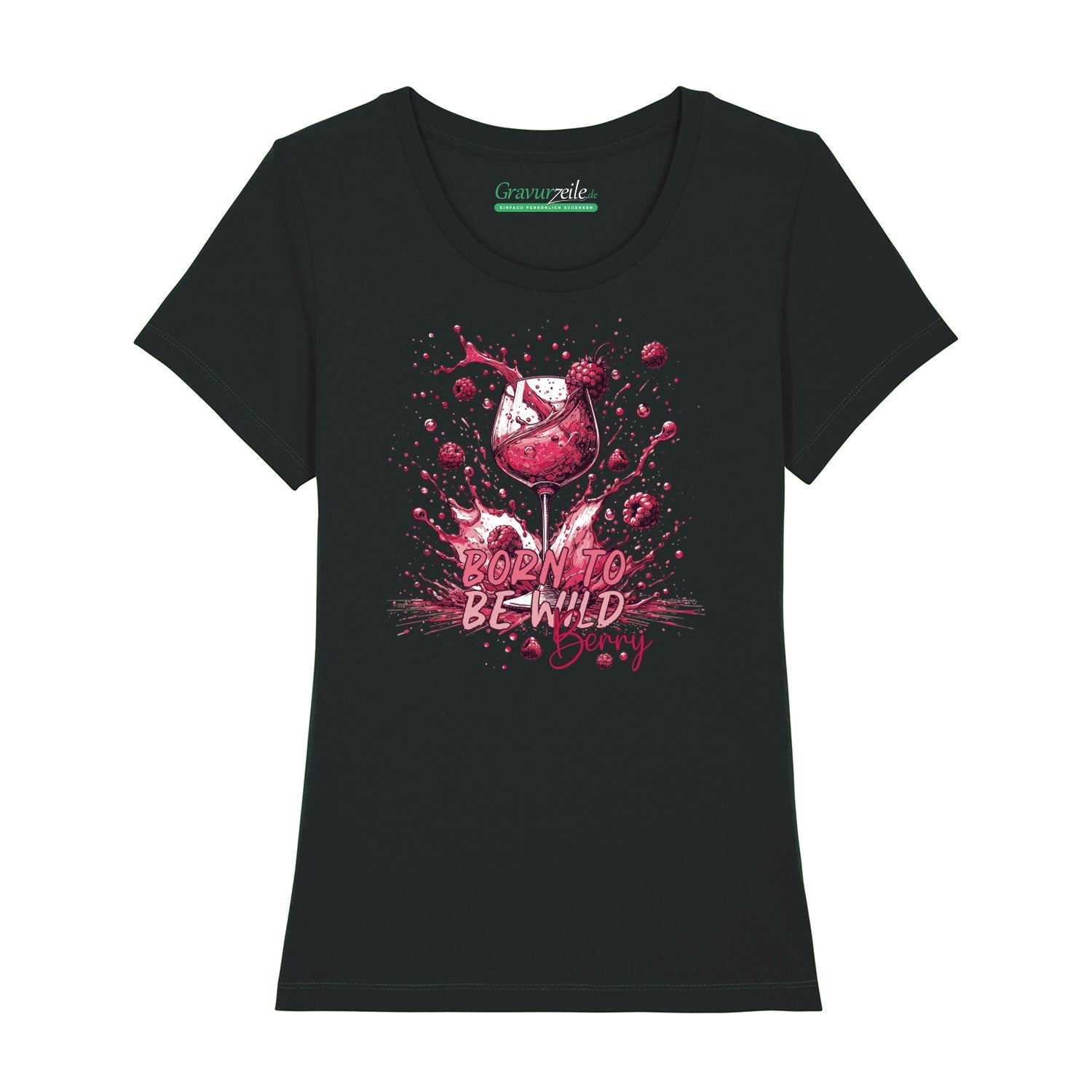 Bedrucktes T-Shirt für Damen - Born to be wild berry