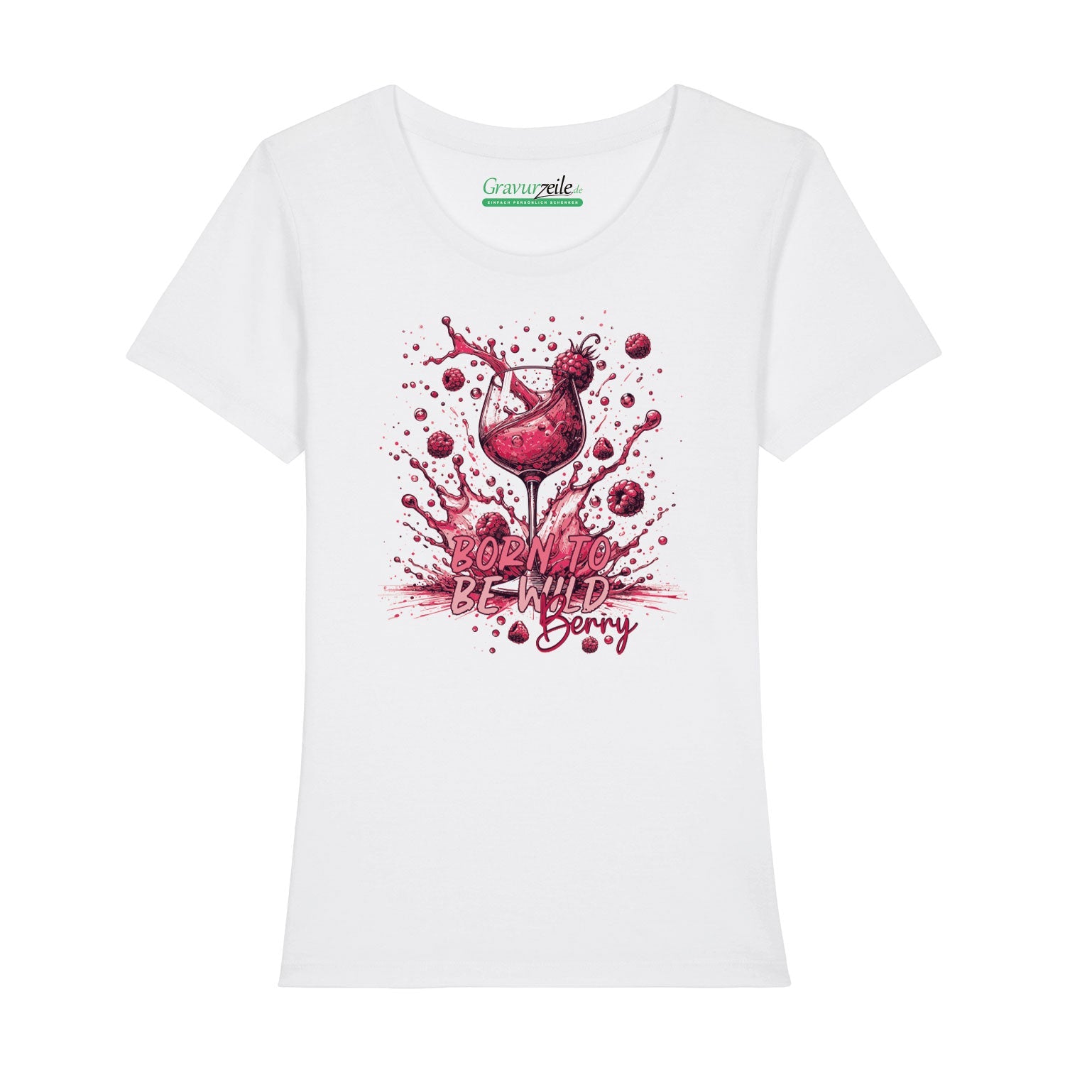 Bedrucktes T-Shirt für Damen - Born to be wild berry