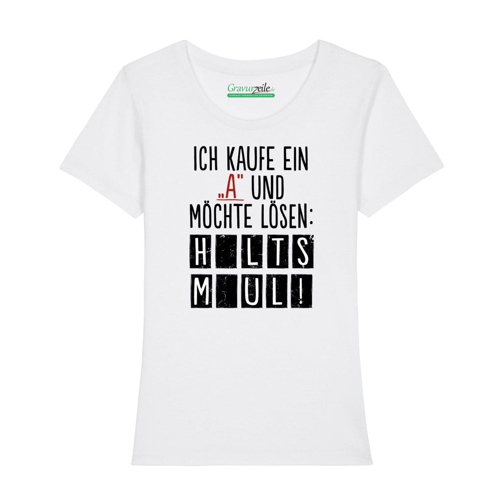 Bedrucktes T-Shirt für Damen - Ich kaufe ein A