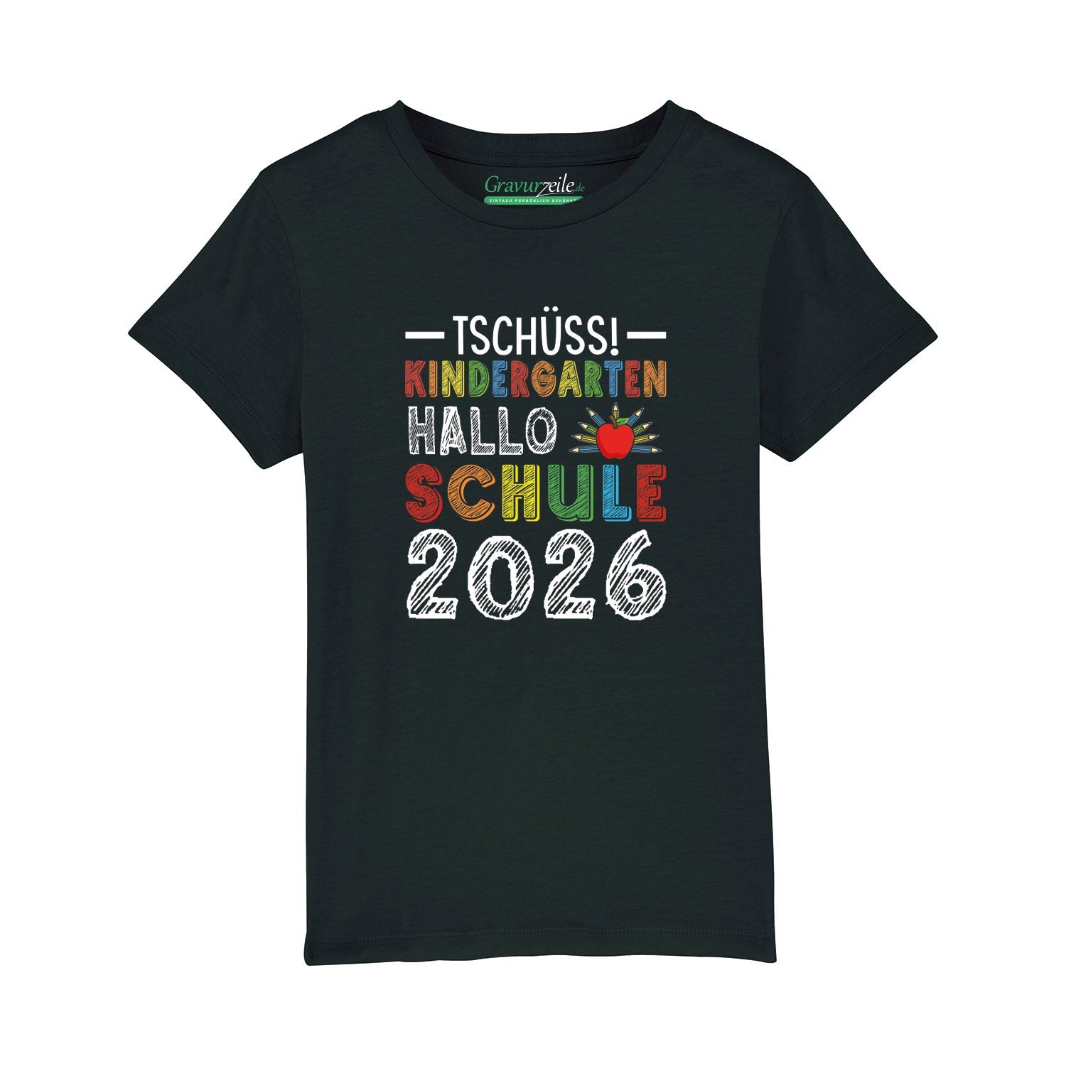 Bedrucktes T-Shirt für Kinder - Tschüss Kindergarten, Hallo Schule