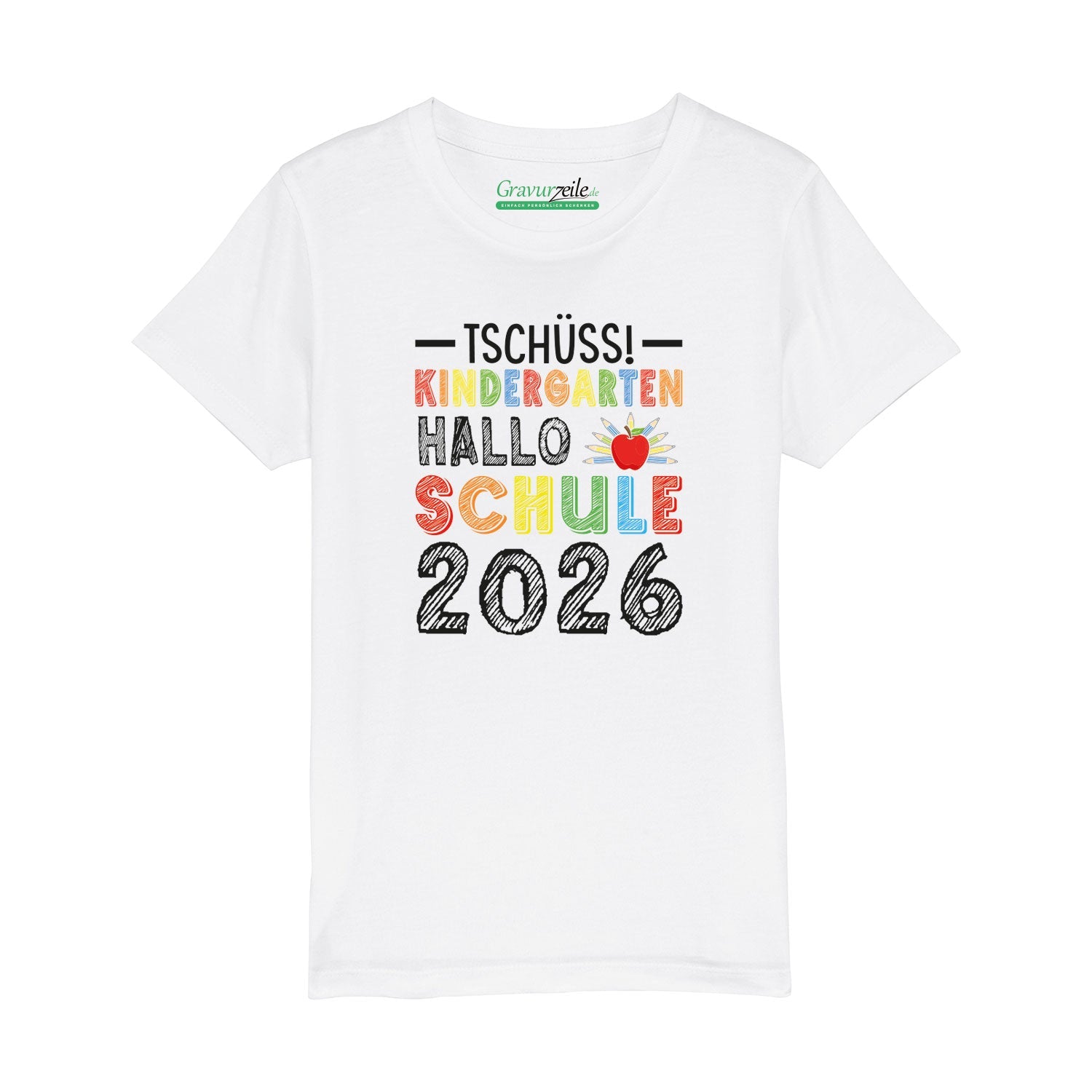 Bedrucktes T-Shirt für Kinder - Tschüss Kindergarten, Hallo Schule