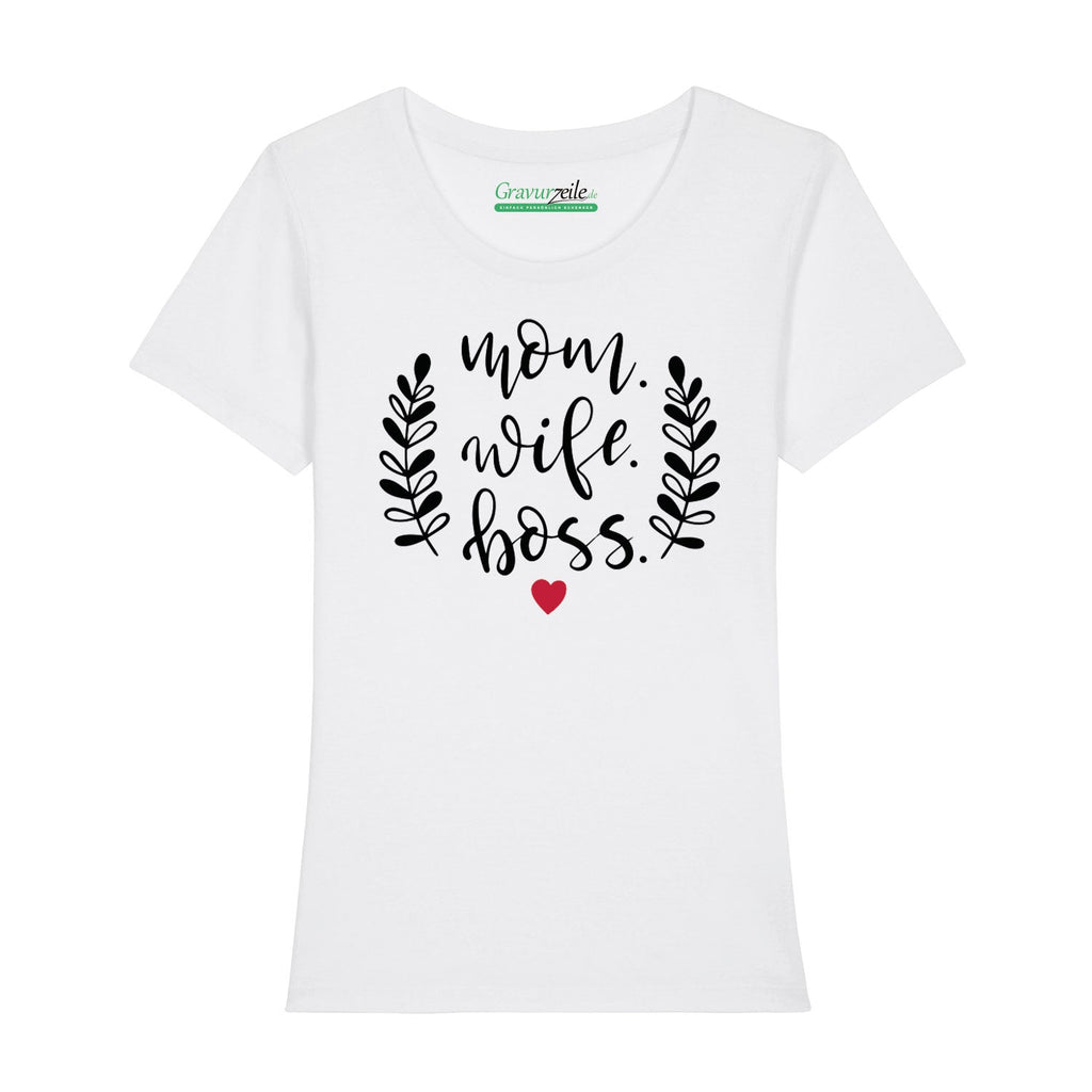 Bedrucktes T-Shirt für Damen - Mom. Wife. Boss.