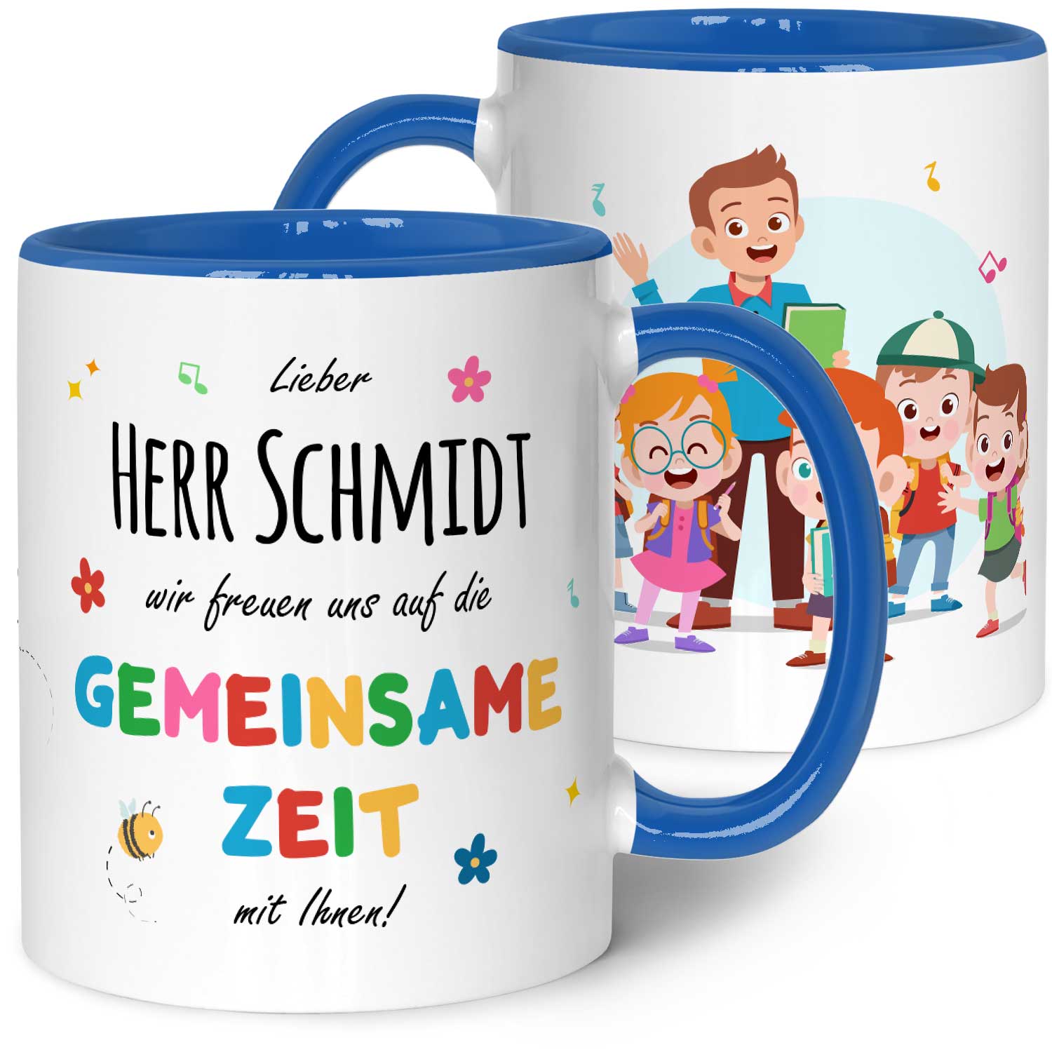 Bedruckte Tasse mit Name - Wir freuen uns auf eine gemeinsame Zeit