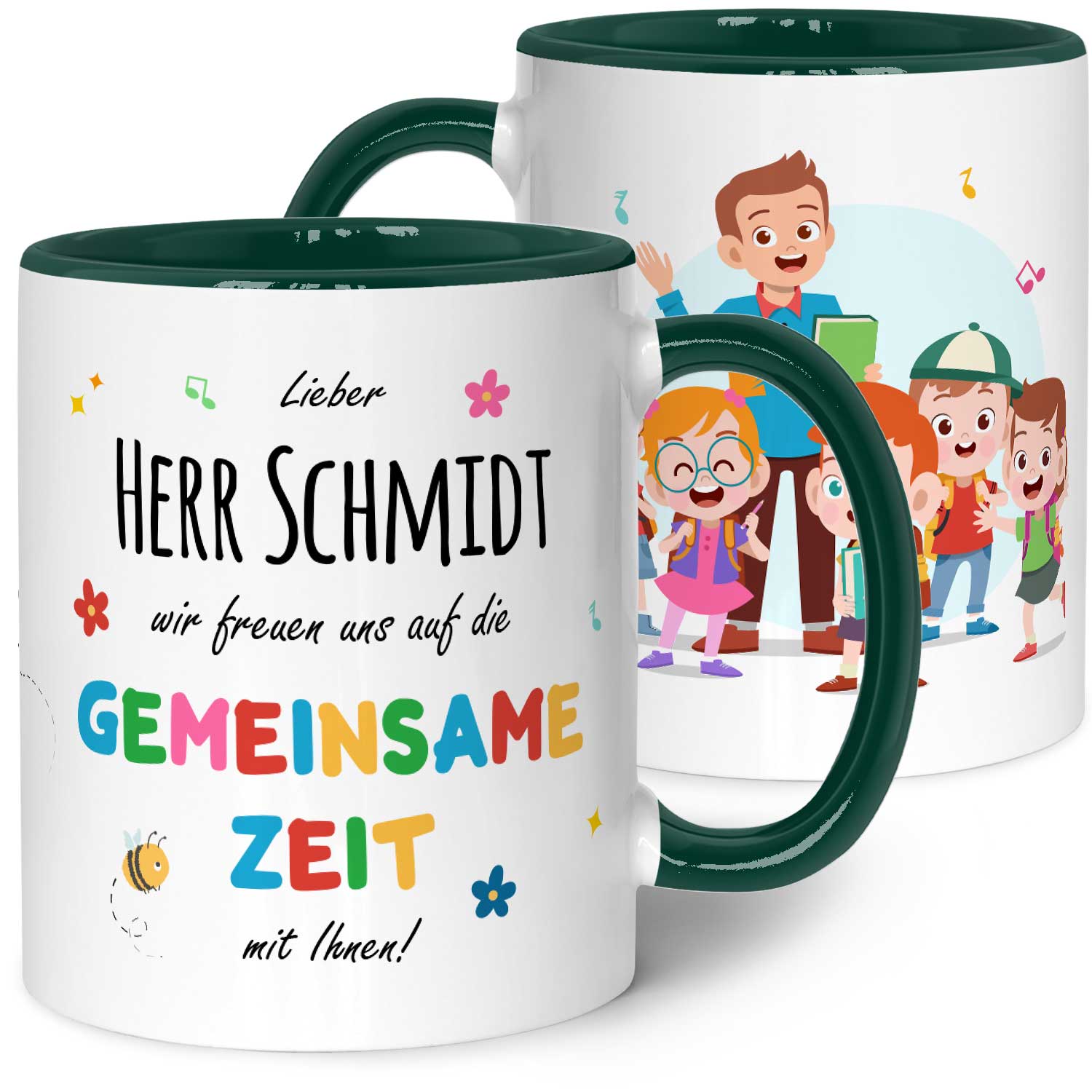 Bedruckte Tasse mit Name - Wir freuen uns auf eine gemeinsame Zeit