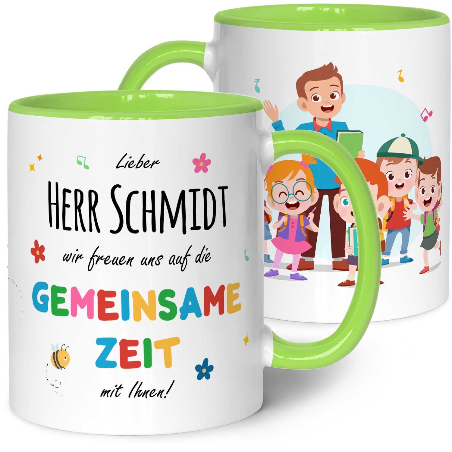 Bedruckte Tasse mit Name - Wir freuen uns auf eine gemeinsame Zeit