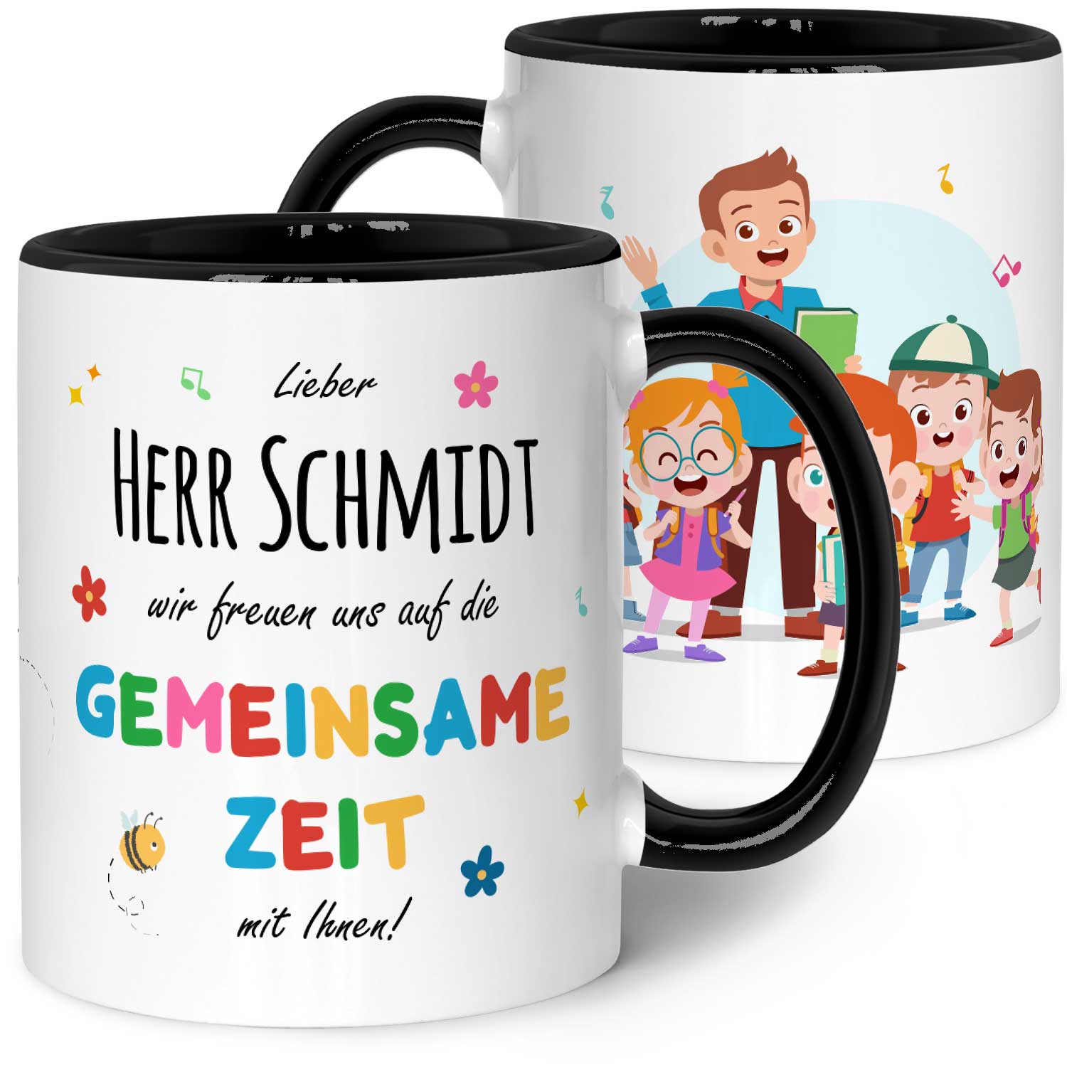 Bedruckte Tasse mit Name - Wir freuen uns auf eine gemeinsame Zeit