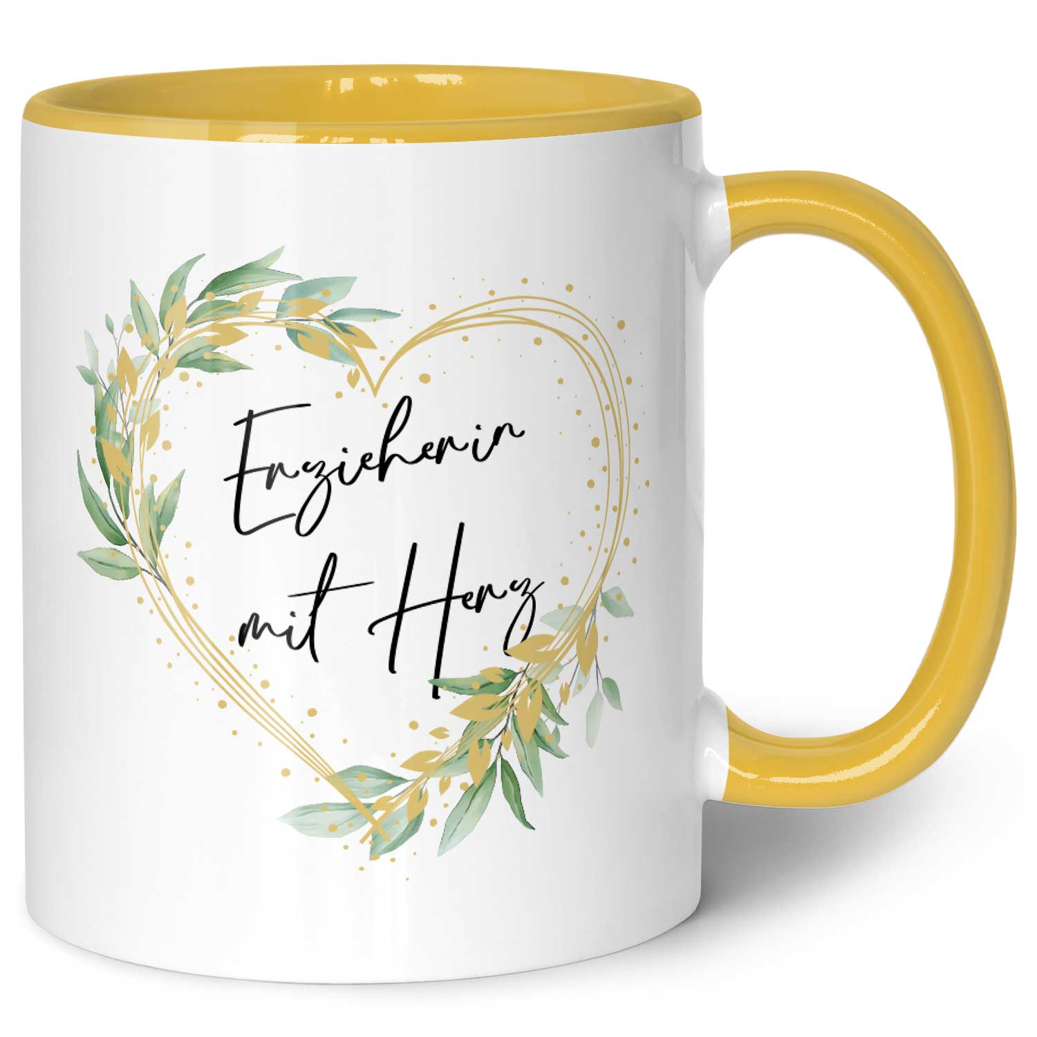 Bedruckte Tasse mit Spruch - Erzieherin mit Herz