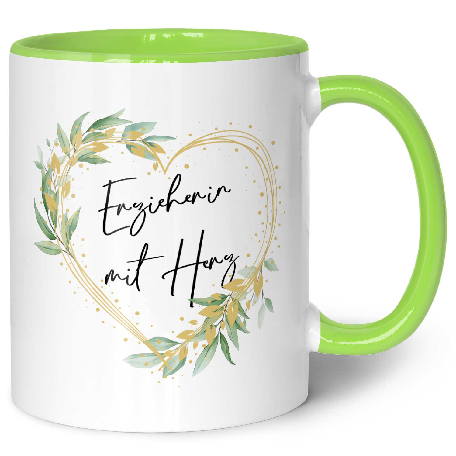 Bedruckte Tasse mit Spruch - Erzieherin mit Herz