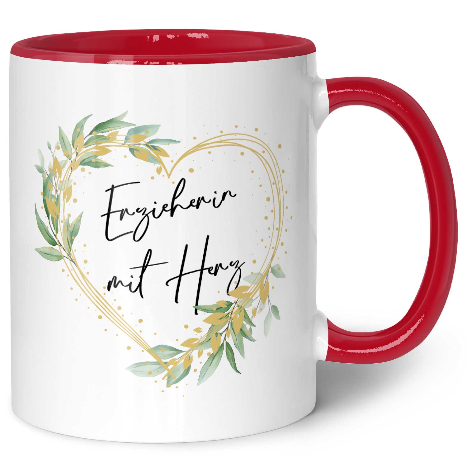 Bedruckte Tasse mit Spruch - Erzieherin mit Herz