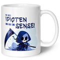 Bedruckte Tasse mit Spruch in blau - So viele Idioten und nur eine Sense