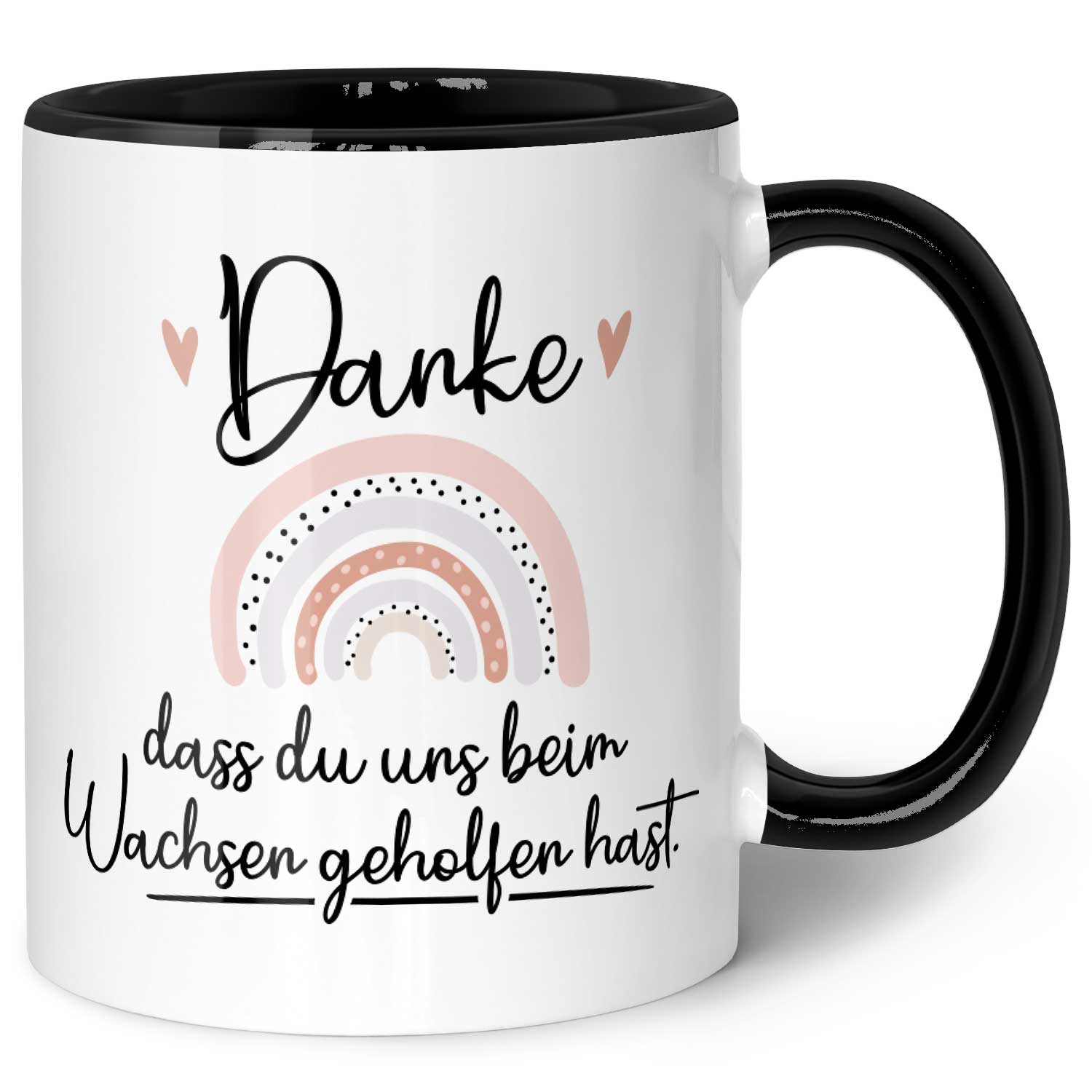 Bedruckte Tasse mit Spruch - "Danke dass du uns beim Wachsen geholfen hast" V2